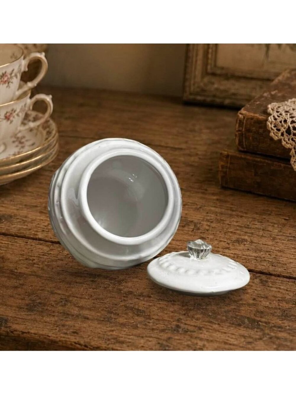 Count Your Blessings Jar Prayer Gratitude White Gold with Lid and Knob Young's I - Picture 5 of 6